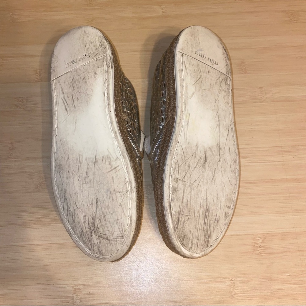 Miu Miu Womens Silver Jute Metallic Platform Sneaker Espadrille 35 EU size 6 - Picture 12 of 14